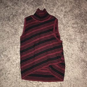 Striped turtleneck tank top